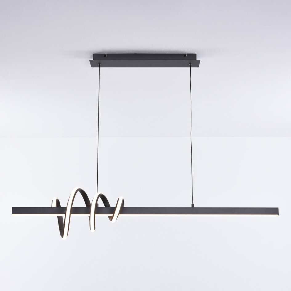 3-stegs dimbar designad pendellampa Merle - mörkgrå med integrerad LED