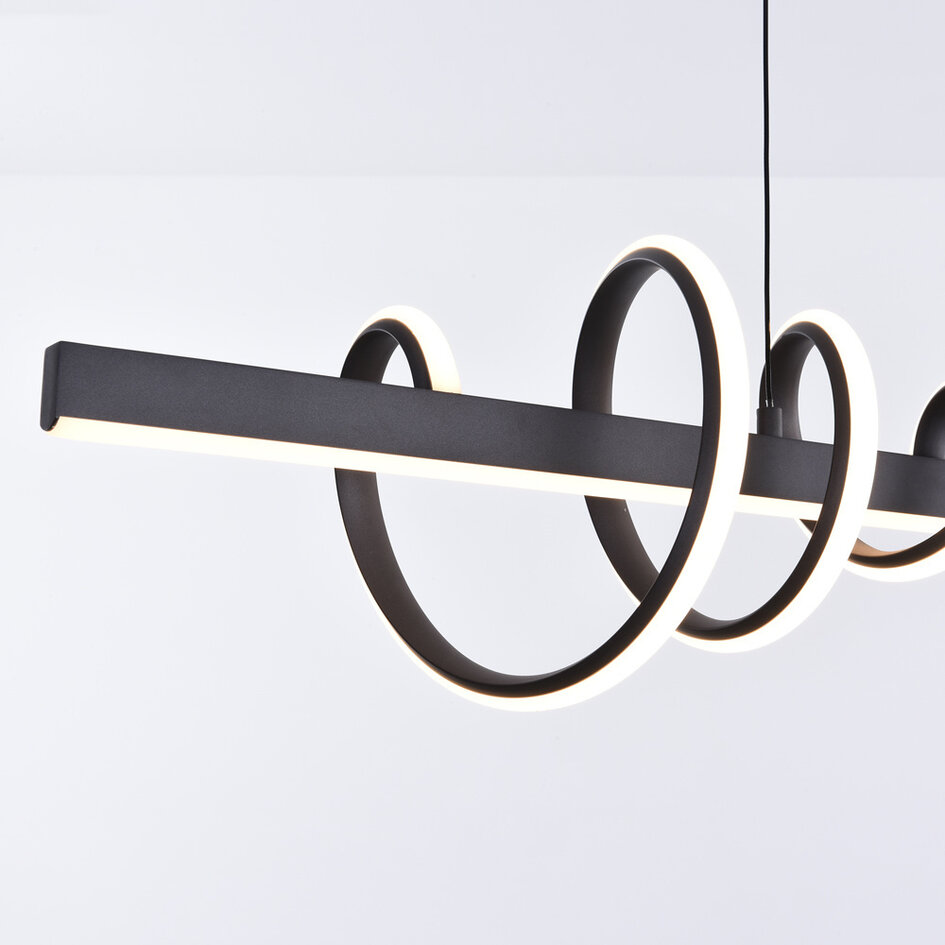 3-stegs dimbar designad pendellampa Merle - mörkgrå med integrerad LED