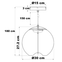 3-stegs dimbar pendellampa Vajen - rökfärgat glas med hamparep