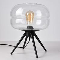 Bordslampa Joah med handblåst transparent glas