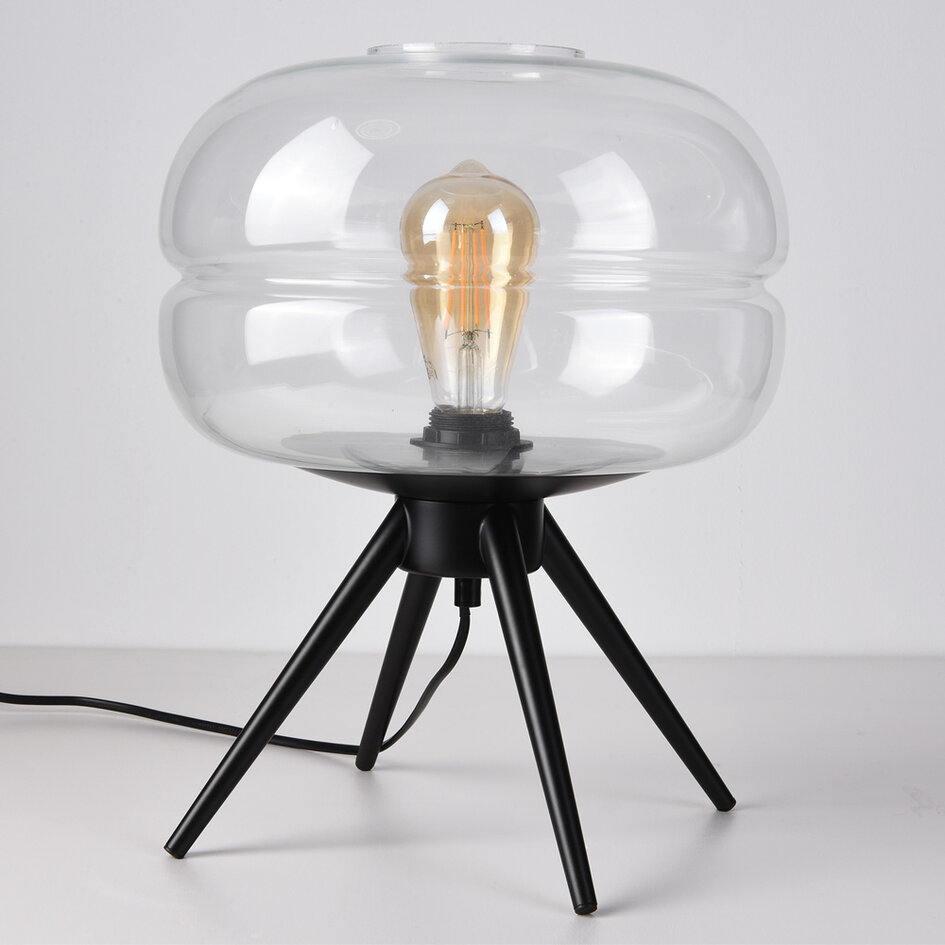 Bordslampa Joah med handblåst transparent glas