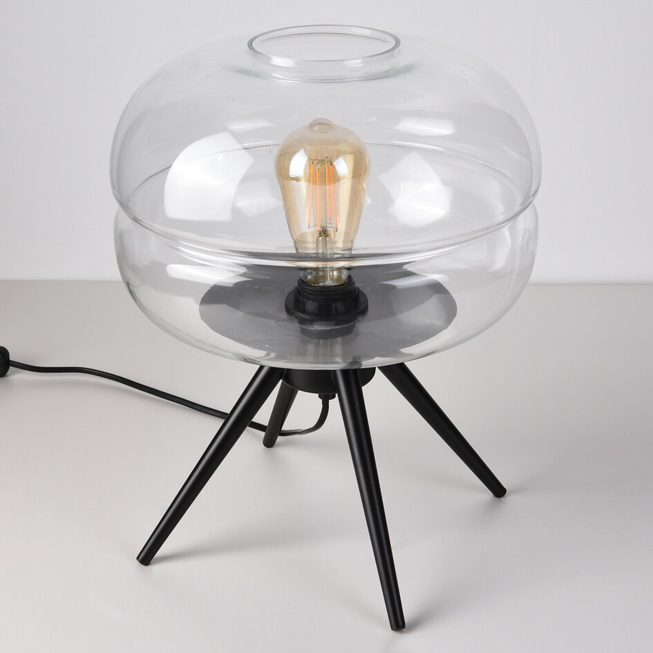 Bordslampa Joah med handblåst transparent glas