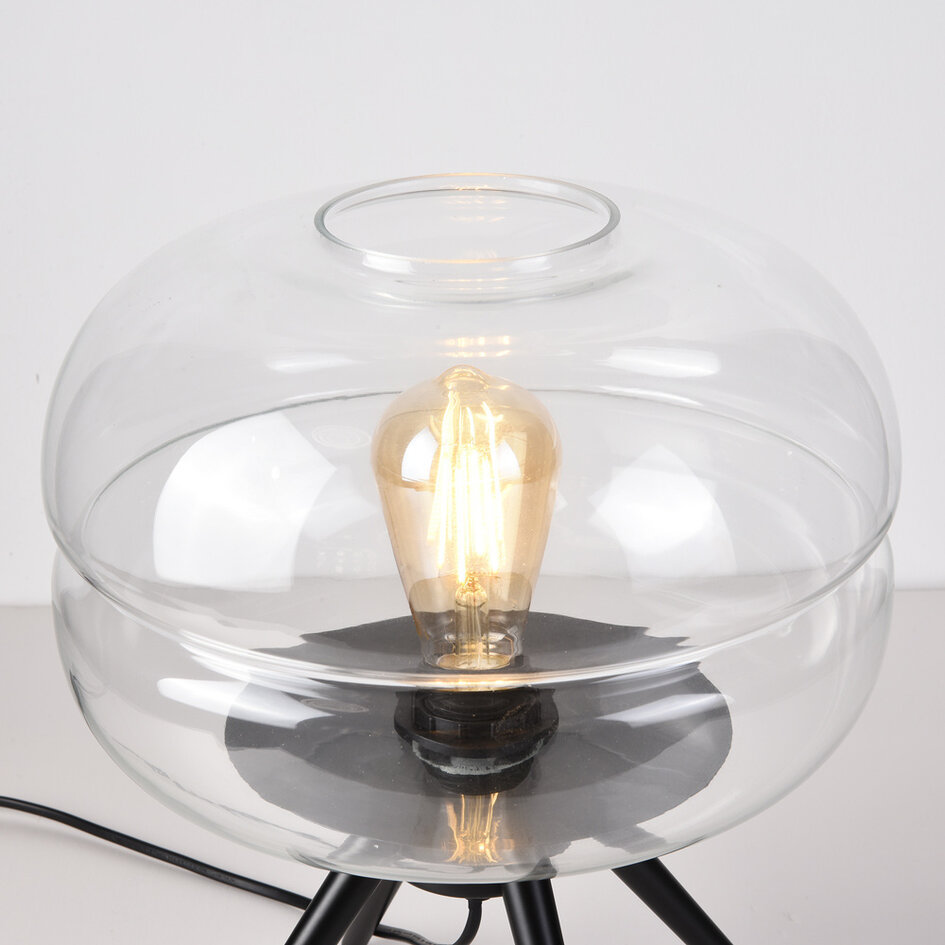 Bordslampa Joah med handblåst transparent glas