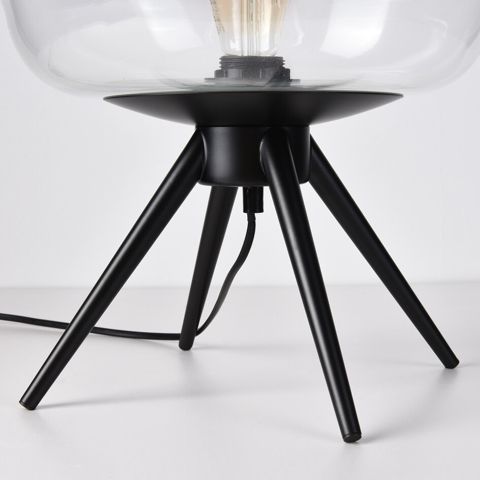 Bordslampa Joah med handblåst transparent glas