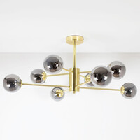 Design sandgul taklampa med rökfärgat glas - 8-ljus Idaho