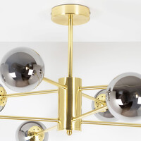 Design sandgul taklampa med rökfärgat glas - 8-ljus Idaho