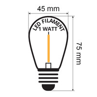 Lampslinga-set med 1W filamentlampor i klart glas, dimbar