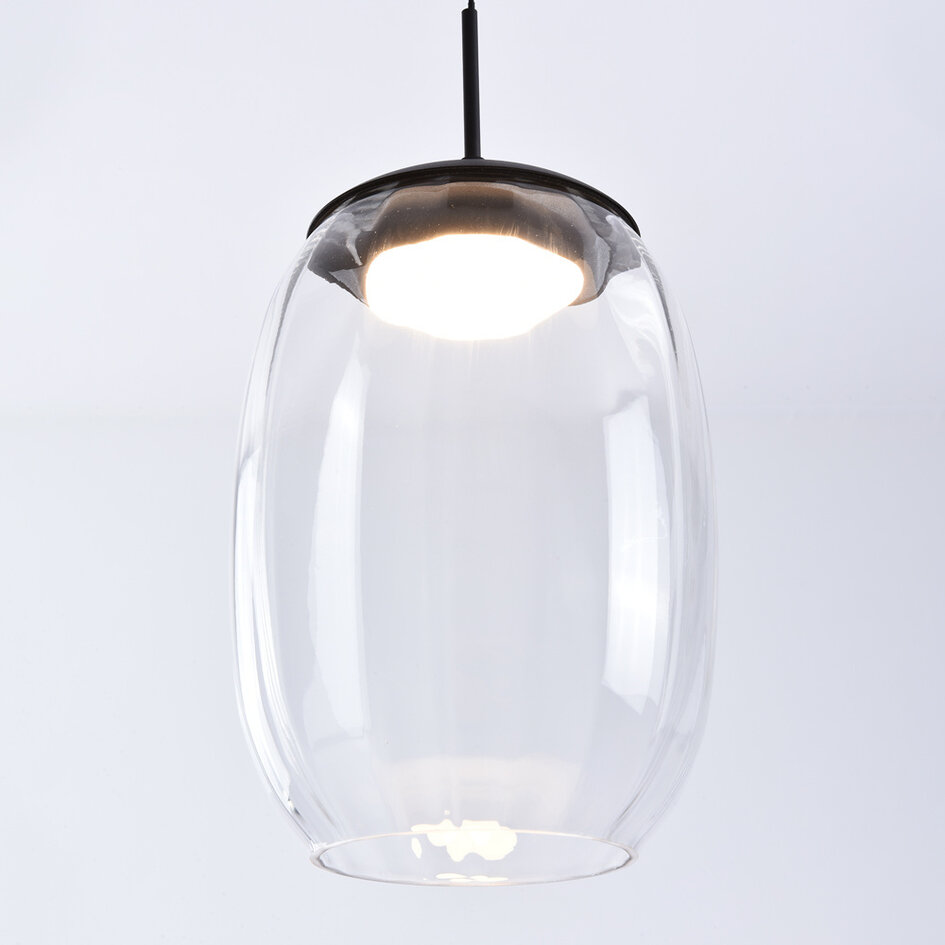 3-stegs dimbar pendellampa Isra - transparent glas