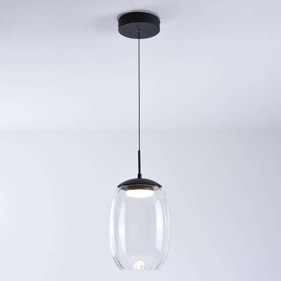 3-stegs dimbar pendellampa Isra - transparent glas
