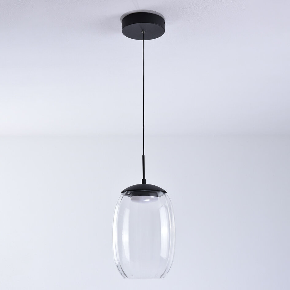 3-stegs dimbar pendellampa Isra - transparent glas