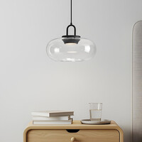 Pendellampa med transparent glaskula Aylin - 3-stegs dimbar