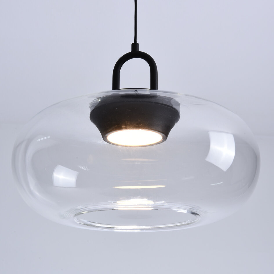 Pendellampa med transparent glaskula Aylin - 3-stegs dimbar