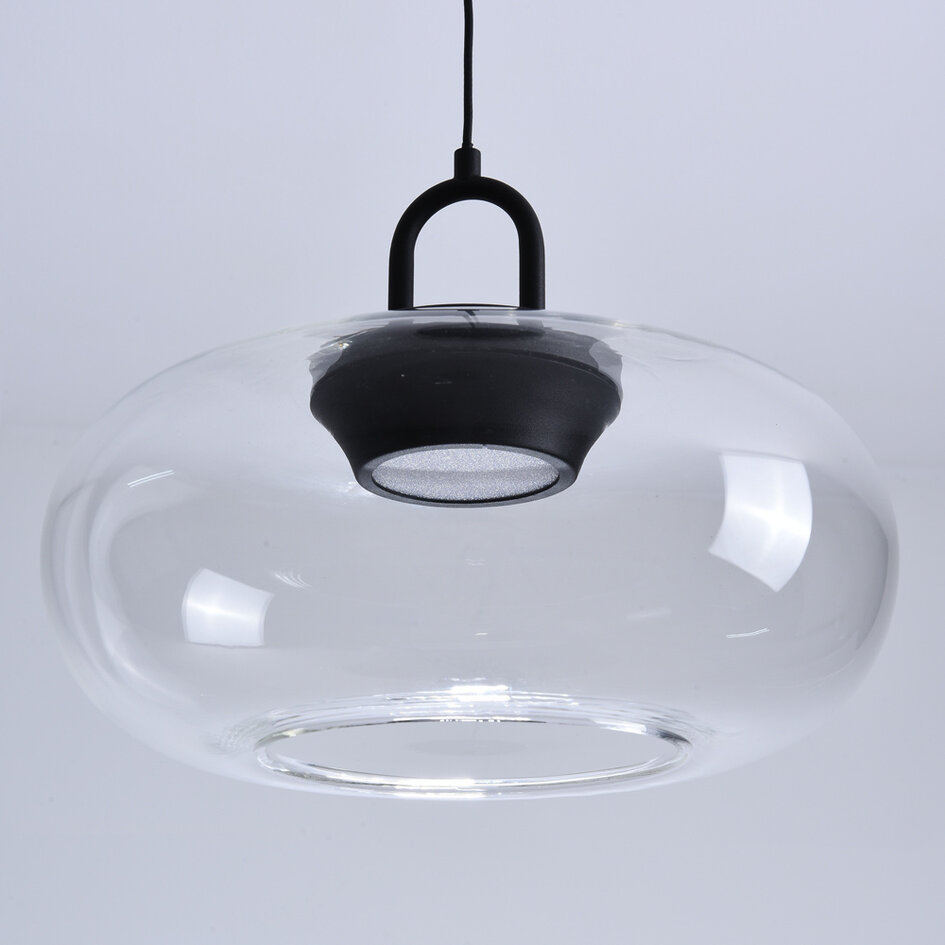 Pendellampa med transparent glaskula Aylin - 3-stegs dimbar
