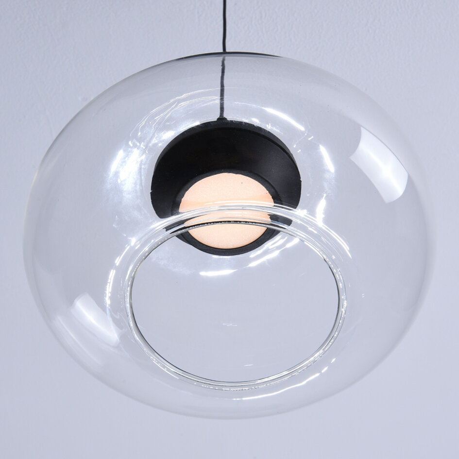 Pendellampa med transparent glaskula Aylin - 3-stegs dimbar