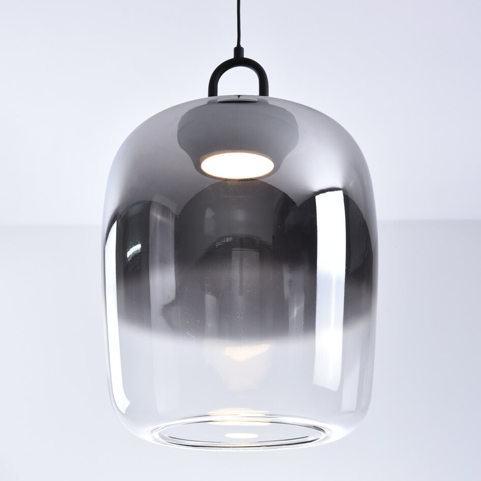 Pendellampa Melody med rökfärgat glas med färgskiftning och 3-stegs dimbar LED