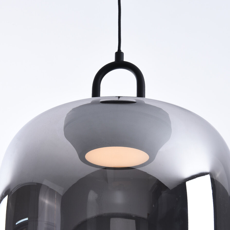 Pendellampa Melody med rökfärgat glas med färgskiftning och 3-stegs dimbar LED