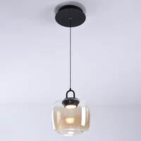 Pendellampa Zahra med amberfärgat glas med färgskiftning och 3-stegs dimbar LED