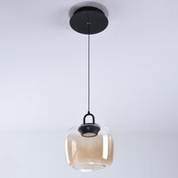 Pendellampa Zahra med amberfärgat glas med färgskiftning och 3-stegs dimbar LED