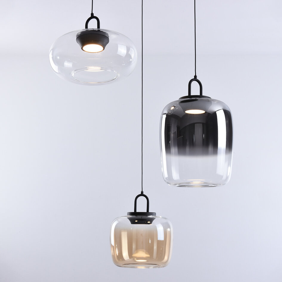 Art Deco taklampa 3-stegs dimbar och olika glasfärger - Ceylin
