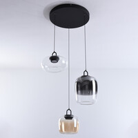 Art Deco taklampa 3-stegs dimbar och olika glasfärger - Ceylin
