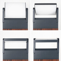 Stående utomhuslampa Jidde med vinkelbar spotlight - träutseende med integrerad LED