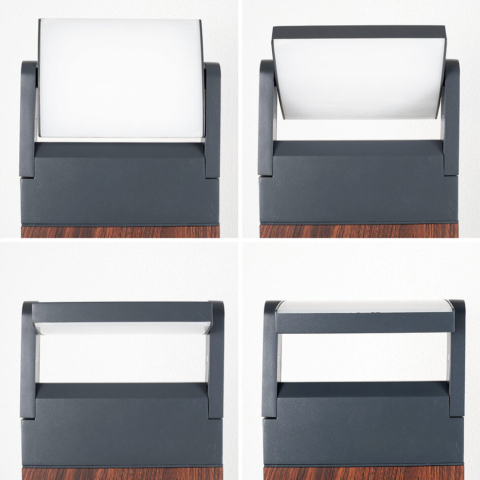 Stående utomhuslampa Jidde med vinkelbar spotlight - träutseende med integrerad LED