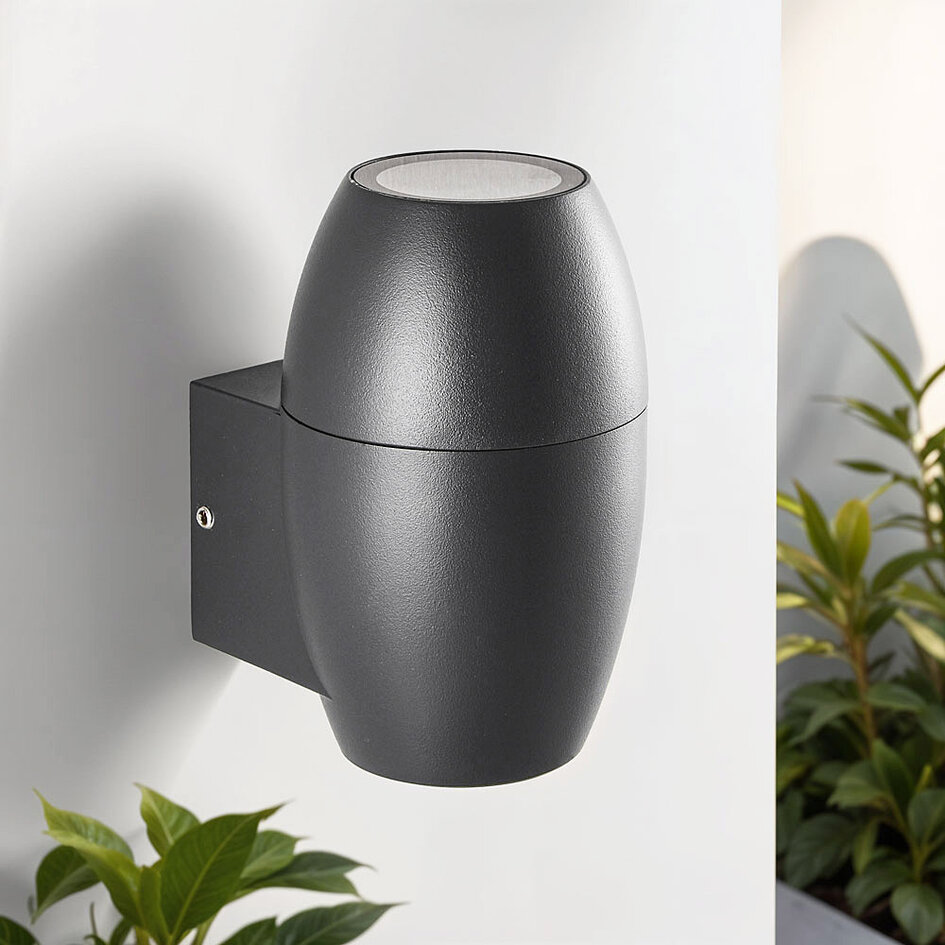 Oval utomhusvägglampa - svart