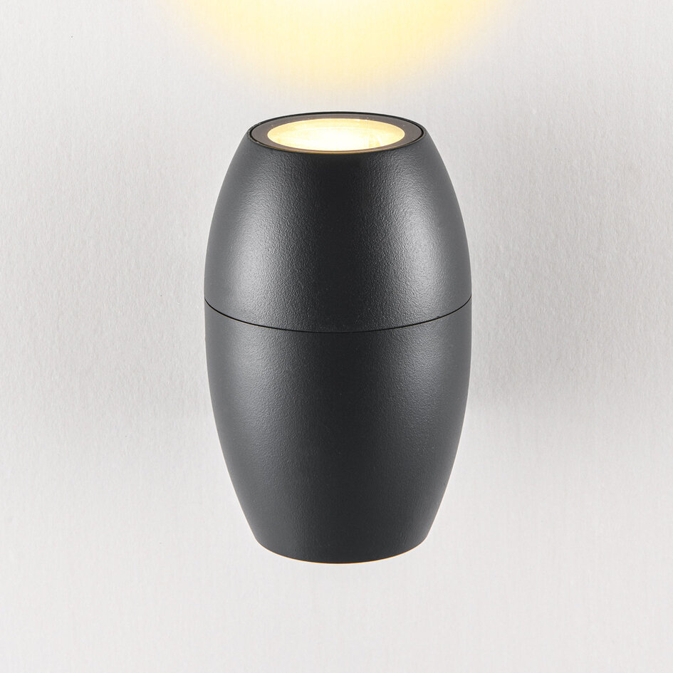 Oval utomhusvägglampa - svart