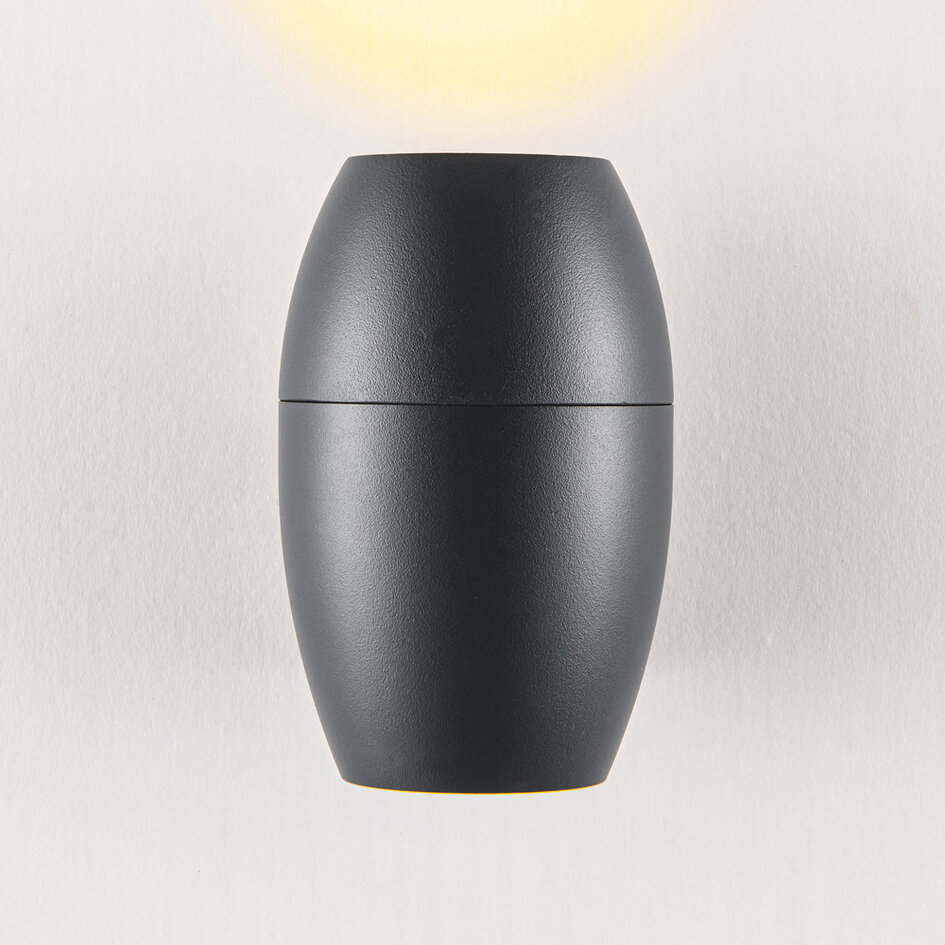 Oval utomhusvägglampa - svart