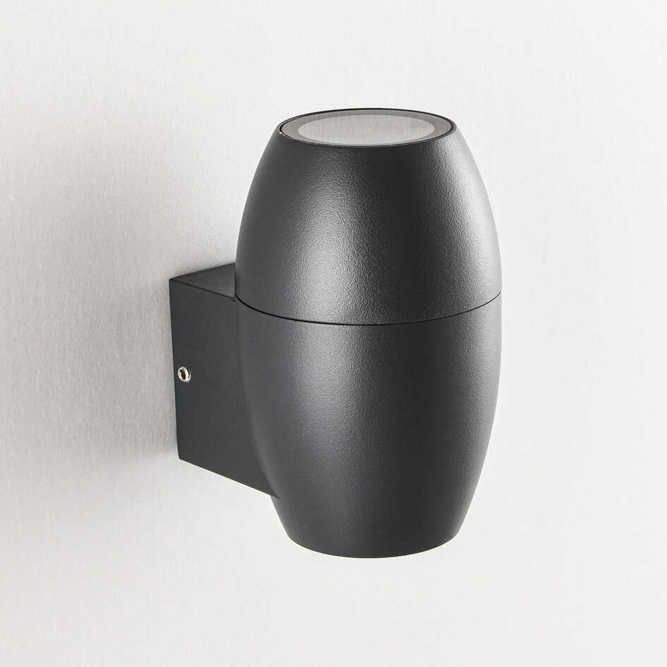Oval utomhusvägglampa - svart