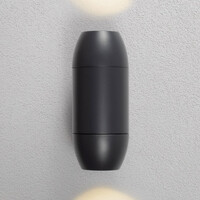 Oval utomhusvägglampa med två lampor - svart