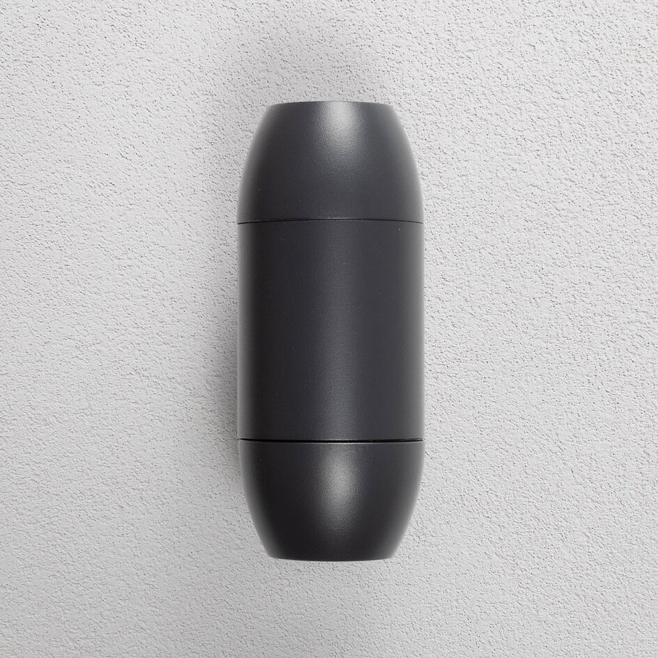 Oval utomhusvägglampa med två lampor - svart
