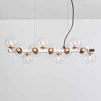 Pendellampa Sunita med sexton lampor - transparent glas med guld