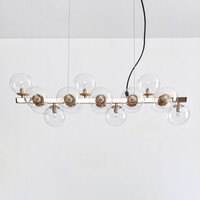 Pendellampa Sunita med sexton lampor - transparent glas med guld