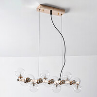 Pendellampa Sunita med sexton lampor - transparent glas med guld