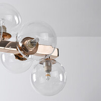 Pendellampa Sunita med sexton lampor - transparent glas med guld