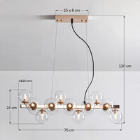 Pendellampa Sunita med sexton lampor - transparent glas med guld