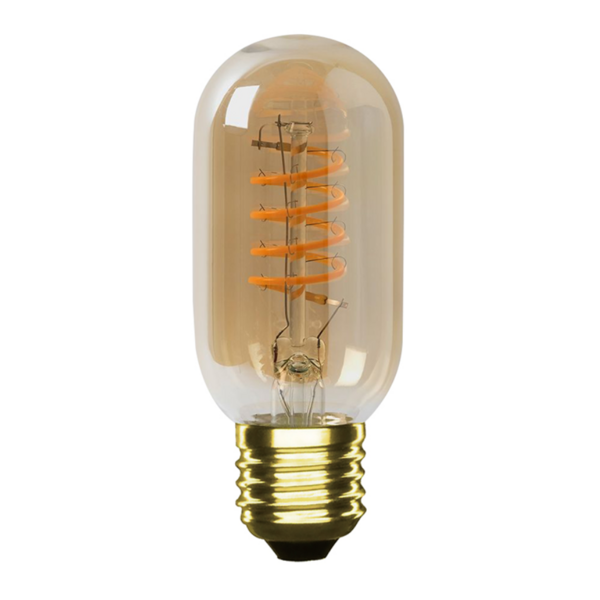 4W, 2500K, bärnstensfärgat glas, LED filamentrörlampa 11 cm, E27, dimbar