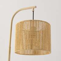 Båglampa Reed med cremefärgad flätad skärm - beige