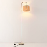 Båglampa Reed med cremefärgad flätad skärm - beige
