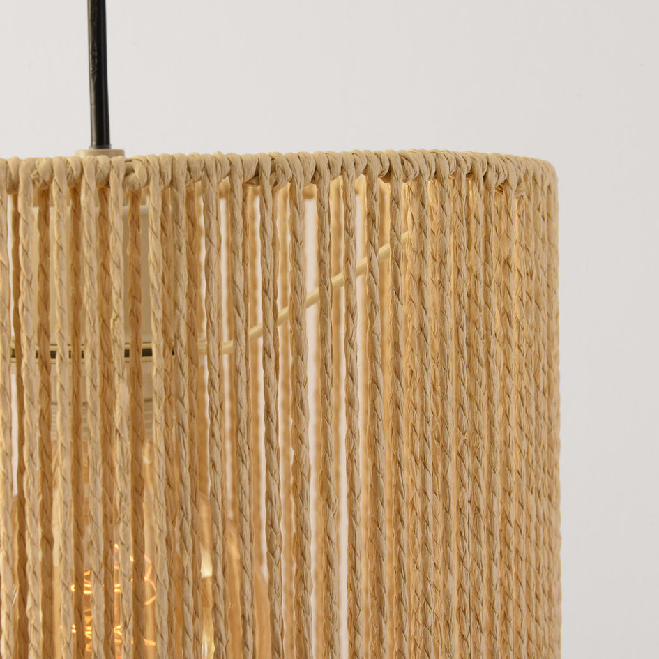Golvbåglampa Reed beige med krämfärgad flätad skärm – 160 cm