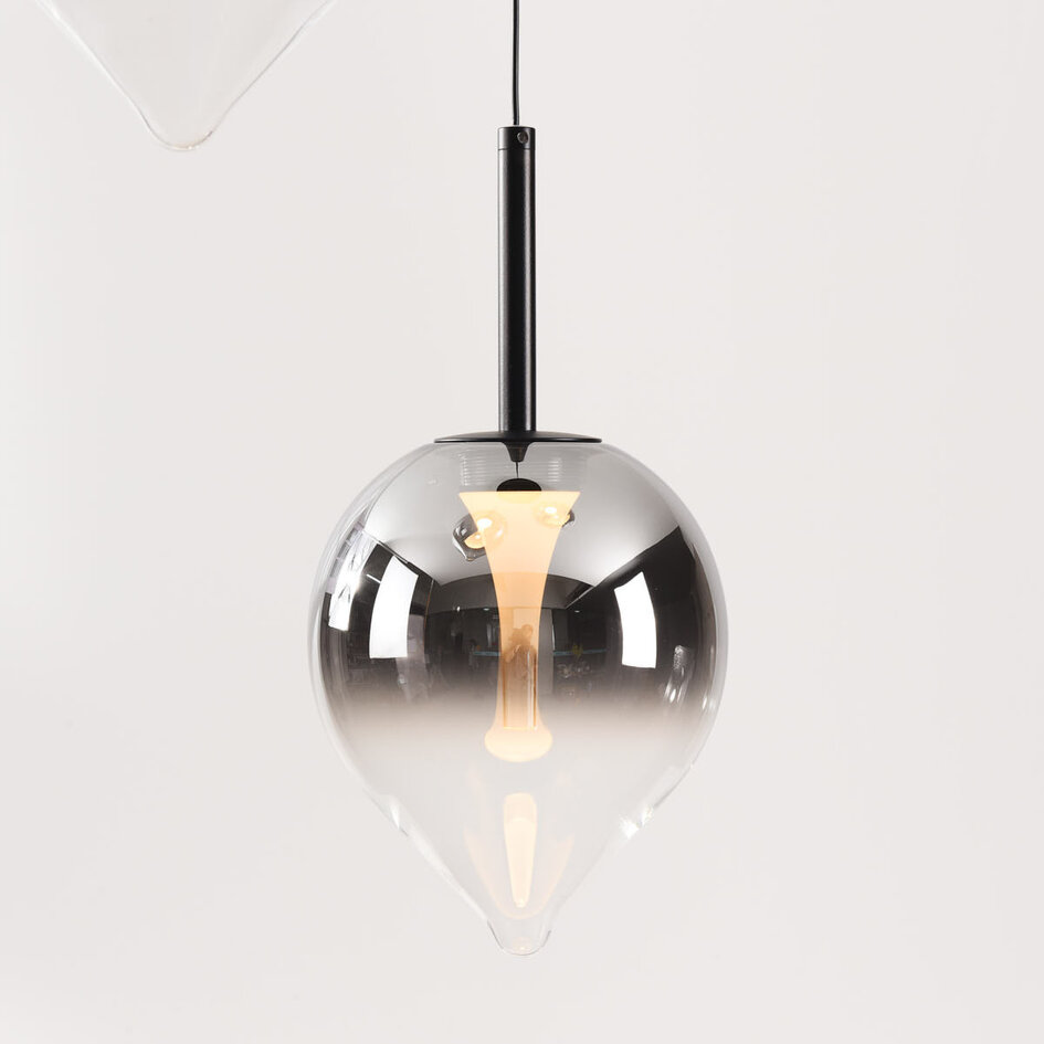 Pendellampa Drop med tre lampor, rökfärgat glas och integrerad LED, 3-stegs dimbar