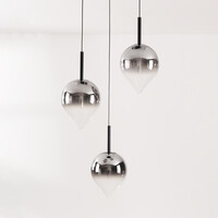 Pendellampa Drop med tre lampor, rökfärgat glas och integrerad LED, 3-stegs dimbar