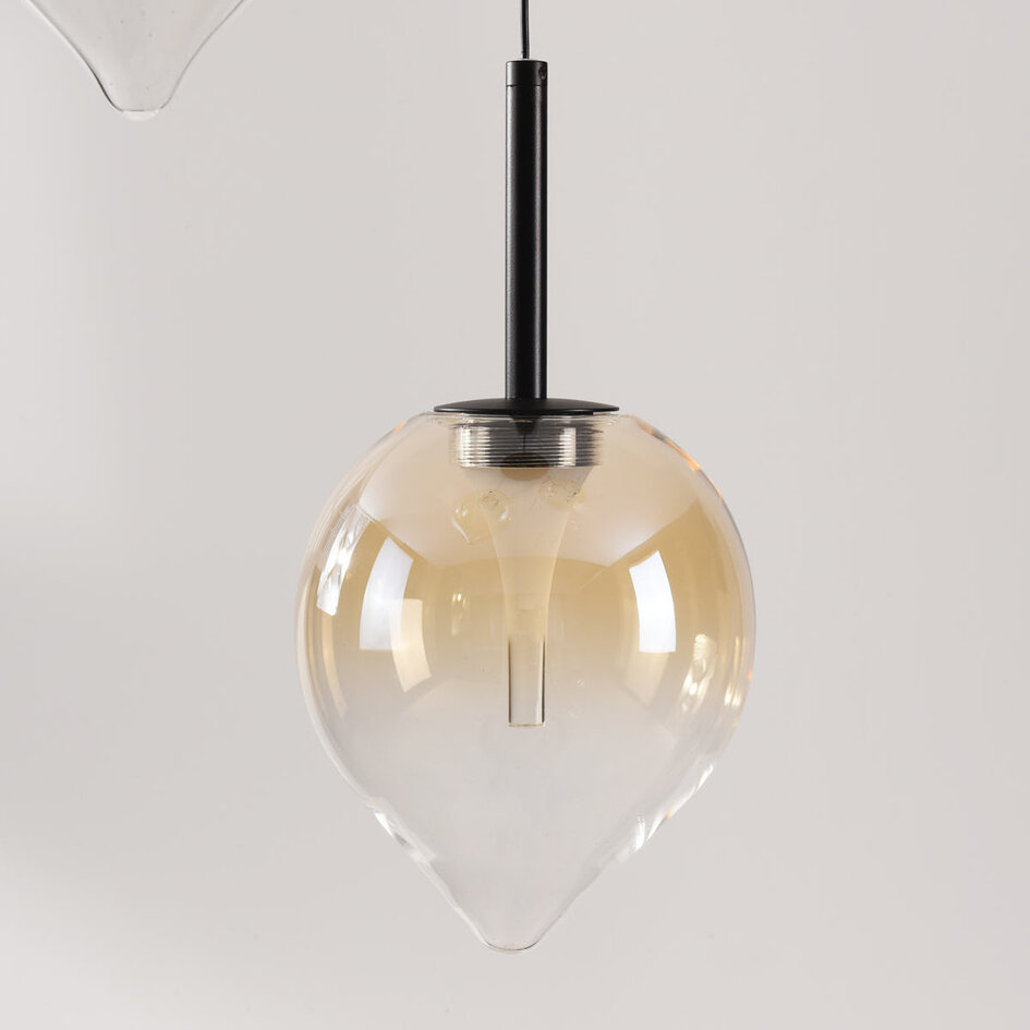 Modern pendellampa Drop med amberfärgat glas och integrerad LED, 3-stegs dimbar