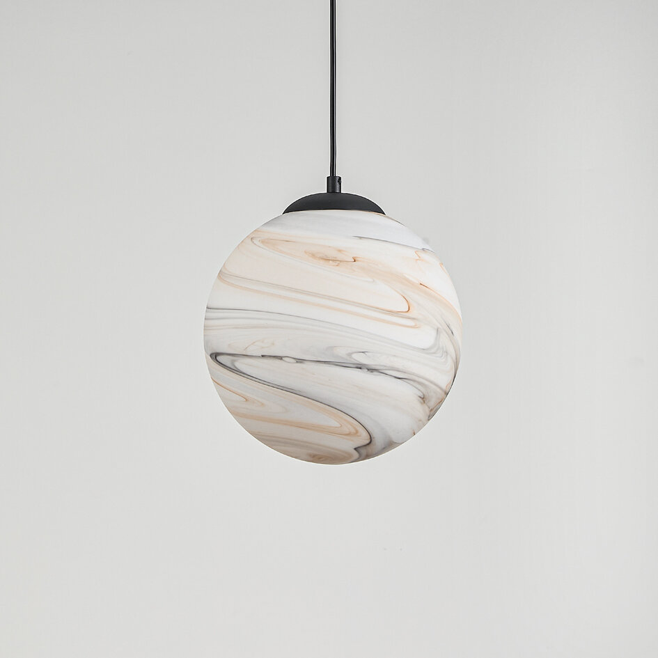 1-ljus taklampa Marbelle svart med marmorerat glas