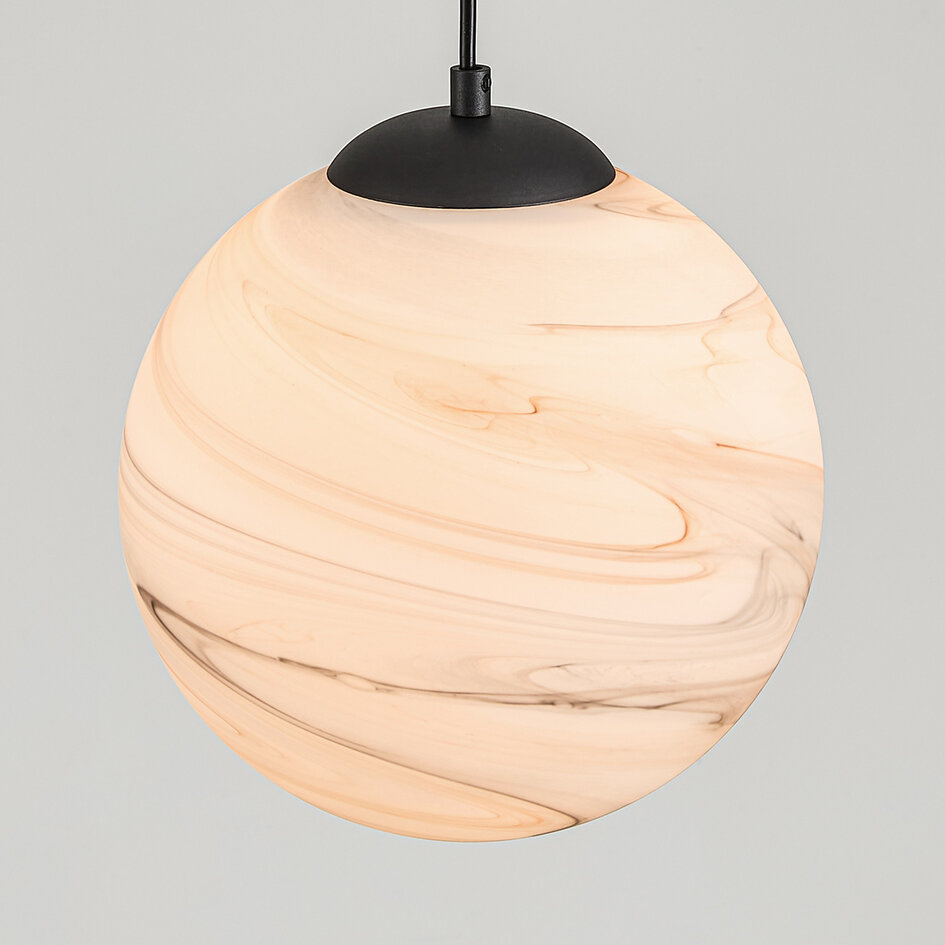 1-ljus taklampa Marbelle svart med marmorerat glas