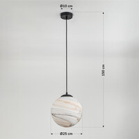 1-ljus taklampa Marbelle svart med marmorerat glas