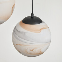 5-ljus modern taklampa Marbelle svart med marmorlook glas