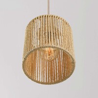 Pendellampa Carrizo med tre lampor - beige med vävt rep