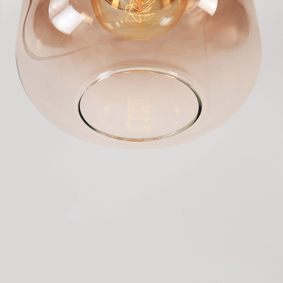 Golvlampa Piedi med brunt ombreglas